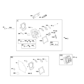 Engine >> Cylinder Head Diagram and Parts List for 021024-00  Briggs and Stratton Pressure Washer